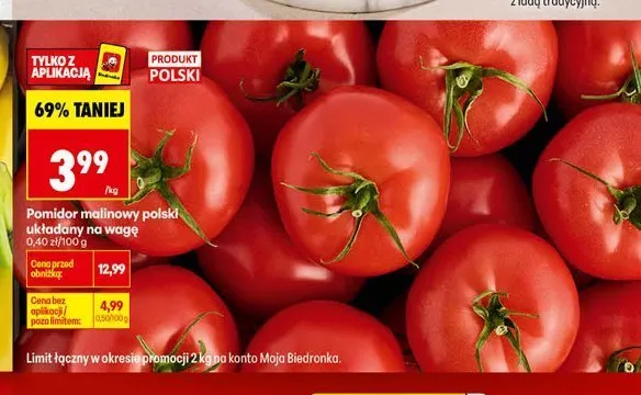 Pomidor malinowy polski układany na wagę promocja w Biedronka