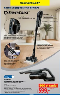 Akumulatorowy odkurzacz cyklonowy 2 w 1 Silvercrest promocja w Lidl
