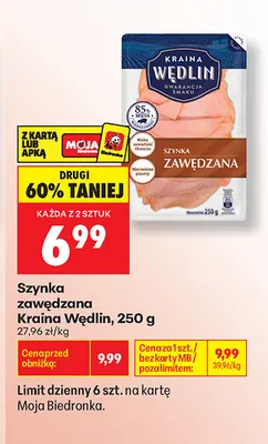 Szynka zawędzana Kraina Wędlin promocja w Biedronka