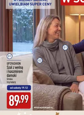 Szal z wełną i kaszmirem damski UP2FASHION promocja w Aldi