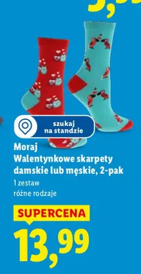 Skarpety damskie lub męskie Walentynkowe, 2-pak promocja w Lidl