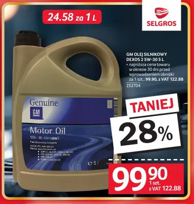 Olej silnikowy GM Dexos 2 5W-30 5l promocja w Selgros