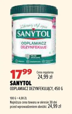 Odplamiacz dezynfekujący Sanytol promocja w Drogerie Natura