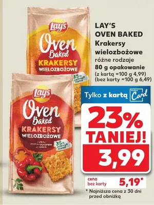 Krakersy wielozbożowe Oven Baked różne rodzaje promocja w Kaufland