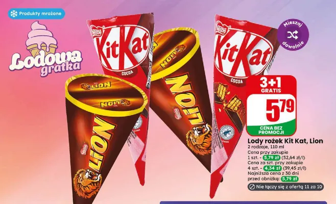 Lody rożek Kit Kat promocja w Dino