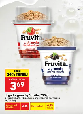Jogurt z granolą z truskawkami Fruvita promocja w Biedronka
