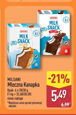 Mleczna kanapka Milk Snack Milk & Honey Milsani 6-pak promocja w Aldi