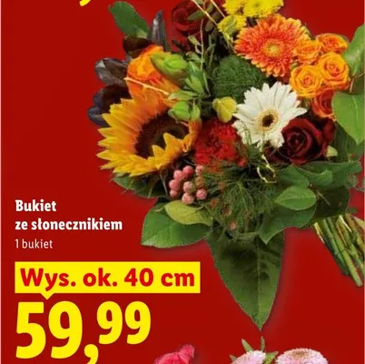 Bukiet ze słonecznikiem wys. ok. 40cm promocja w Lidl