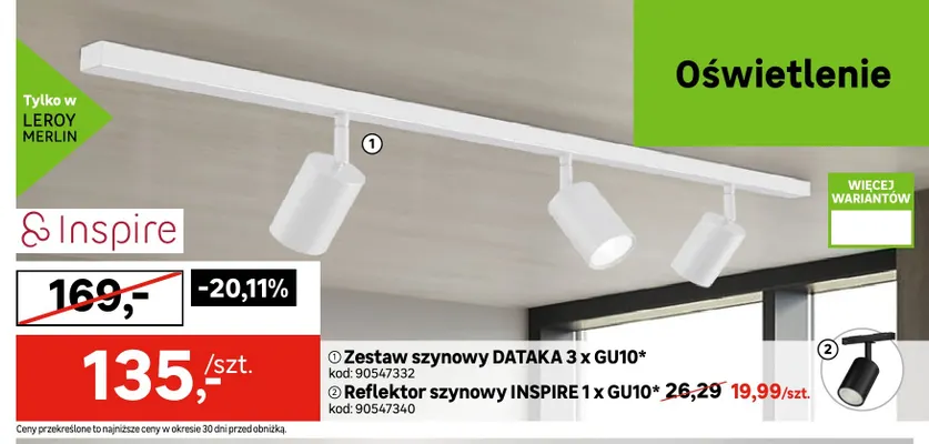 Zestaw szynowy Dataka 3xGU10 Inspire promocja w Leroy Merlin