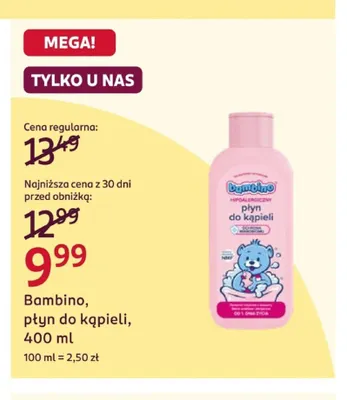 Płyn do kąpieli Bambino promocja w Rossmann