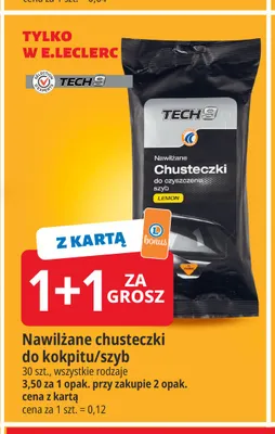 Nawilżane chusteczki do szyb Tech9 Lemon promocja w Leclerc