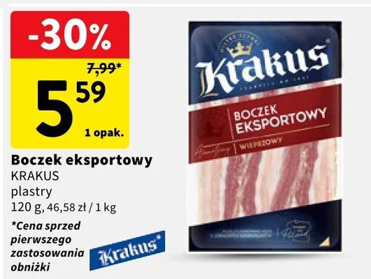 Boczek eksportowy plastry promocja w Intermarche