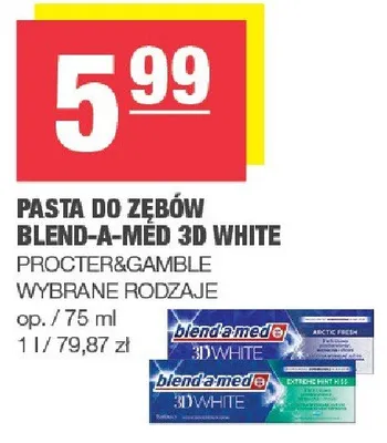 Pasta do zębów blend-a-med 3d white promocja w SPAR