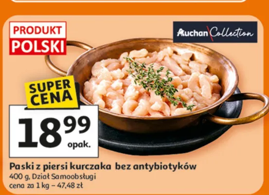 Paski z piersi kurczaka bez antybiotyków promocja w Auchan
