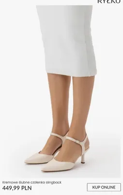 Czółenka ślubne slingback Ryłko kremowe promocja w Ryłko