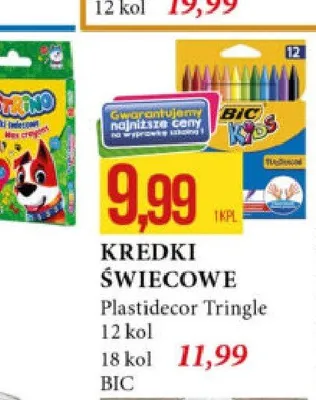 Kredki świecowe Plastidecor Triangle BIC 12 kolorów promocja w Leclerc