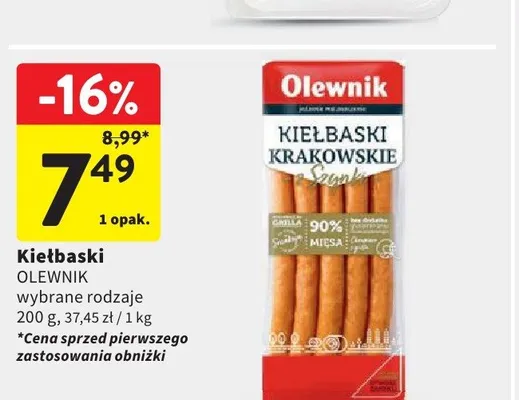Kiełbaski OLEWNIK promocja w Intermarche