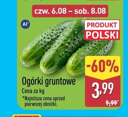 Ogórki gruntowe promocja w Aldi