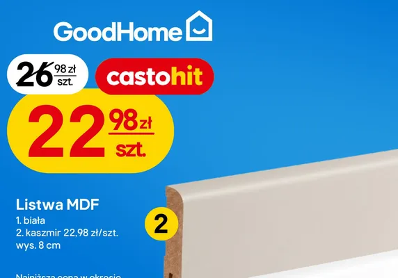 Listwa MDF GoodHome kaszmir wys. 8 cm promocja w Castorama