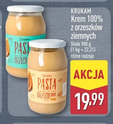 Krem 100% z orzeszków ziemnych Krukam chrupiący promocja w Aldi