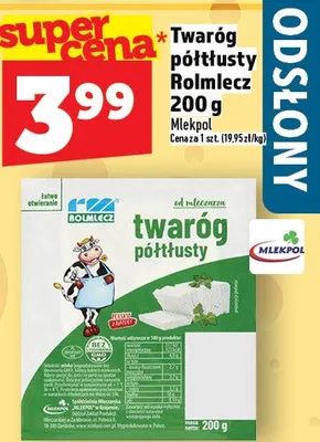 Twaróg półtłusty Holmlecz 200 g promocja w TOPAZ