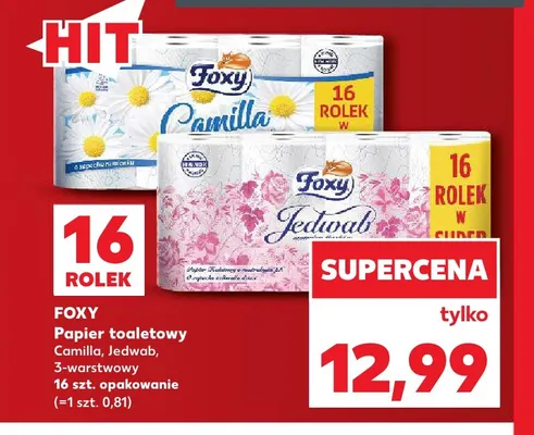 Papier toaletowy Jedwab 3-warstwowy 16-pak Foxy promocja w Kaufland