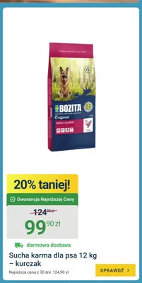 Sucha karma dla psa Bozita kurczak promocja w ERLI