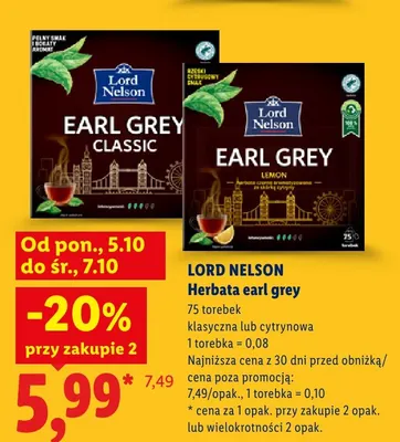 Herbata earl grey klasyczna Lord Nelson promocja w Lidl