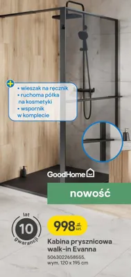 Kabina prysznicowa walk-in Evanna promocja w Castorama