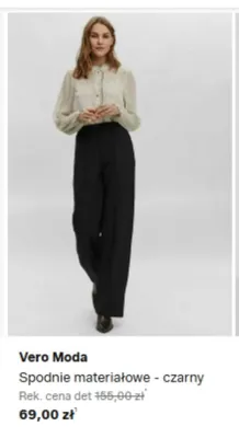 Spodnie materiałowe czarny Vero Moda promocja w Lounge by Zalando