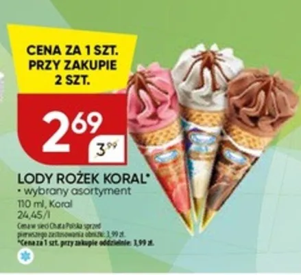 Lody rożek koral promocja w Chata Polska