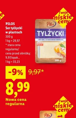 Ser tylżycki w plastrach Pilos promocja w Lidl