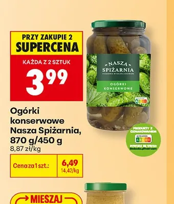 Ogórki konserwowe Nasza Spiżarnia promocja w Biedronka