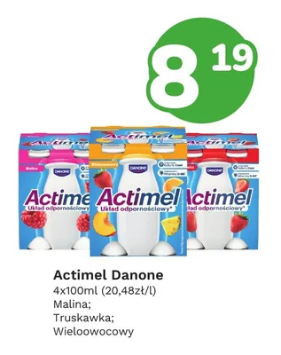 Napój jogurtowy Actimel wieloowocowy 4-pak Danone promocja w Limonka