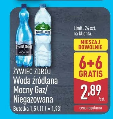 Woda źródlana Mocny Gaz/Niegazowana promocja w Aldi