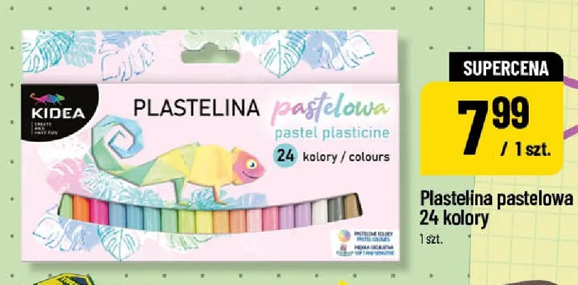 Plastelina pastelowa 24 kolory Kidea promocja w POLOmarket