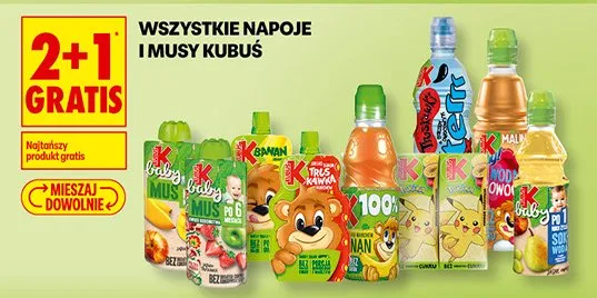 Napoje i musy Kubuś promocja w Biedronka