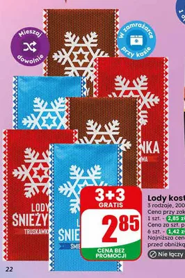 Lody kostka Śnieżynka promocja w Dino