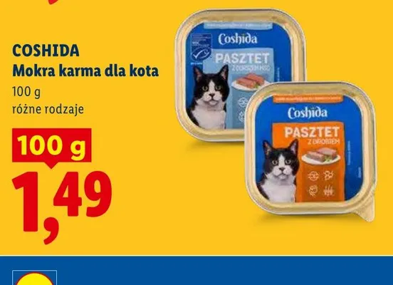 Mokra karma dla kota Coshida Pasztet promocja w Lidl