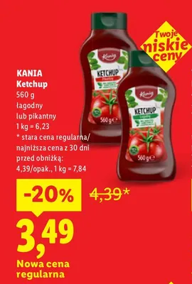 Ketchup łagodny Kania promocja w Lidl