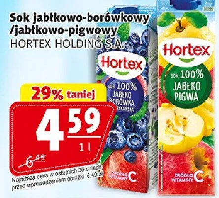 Sok jabłkowo-borówkowy / jabłkowo-pigwowy promocja w Prim Market