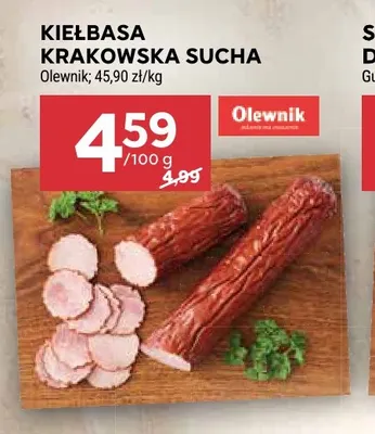 Kiełbasa krakowska sucha Olewnik promocja w Stokrotka