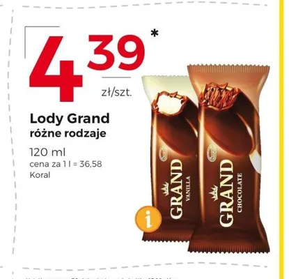 Lody Grand czekoladowe Koral promocja w Frac