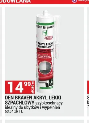 Akryl lekki szpachlowy szybkoschnący idealny do ubytków i wypełnień Den Braven promocja w Merkury Market
