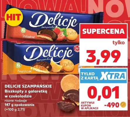 Biszkopty z galaretką w czekoladzie Delicje Szampańskie pomarańczowe promocja w Kaufland