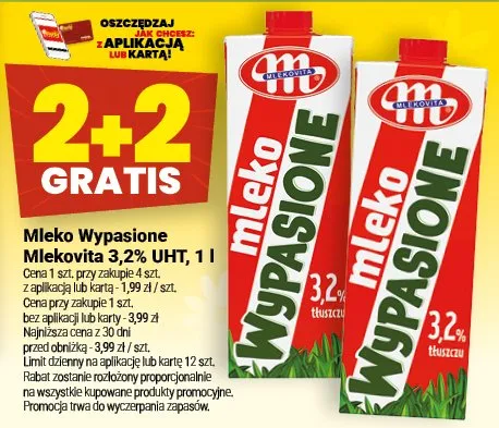Mleko Wypasione Mlekovita 3,2% UHT promocja w Twój Market