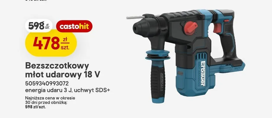 Bezszczotkowy młot udarowy Erbauer promocja w Castorama