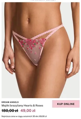 Majtki brazyliany Victoria's Secret Dream Angels Hearts & Roses promocja w Victoria's Secret