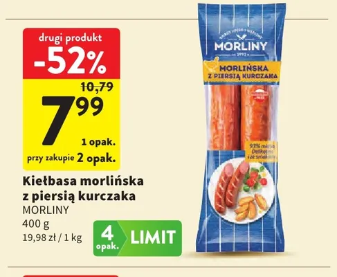 Kiełbasa morlińska z piersią kurczaka Morliny promocja w Intermarche