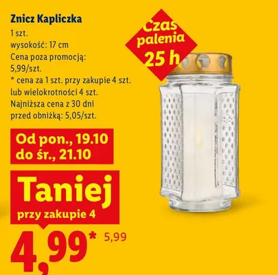 Znicz Kapliczka 17 cm promocja w Lidl